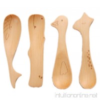 Zabrina 4 PCS Cute Cartoon Natural Wooden Animal Cutlery Set / Wooden Spoons for Children / Baby - B013BN74ME